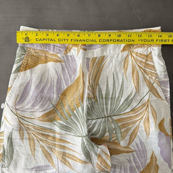 Tahari 100% Linen Crop Palazzo Pant Wide Leg Tropical Beachy Resort Vacation S‎ - Picture 6 of 9